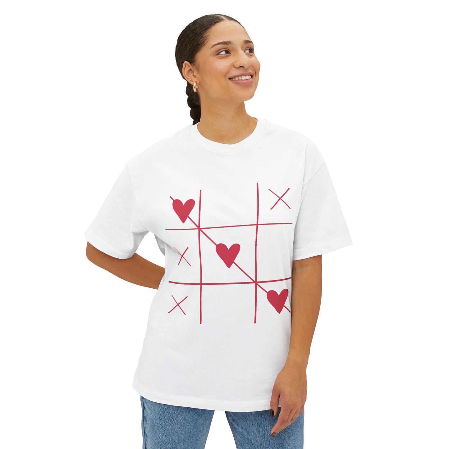 Cute Hearts Oversized Tee - Unisex Graphical Tee for Casual Style