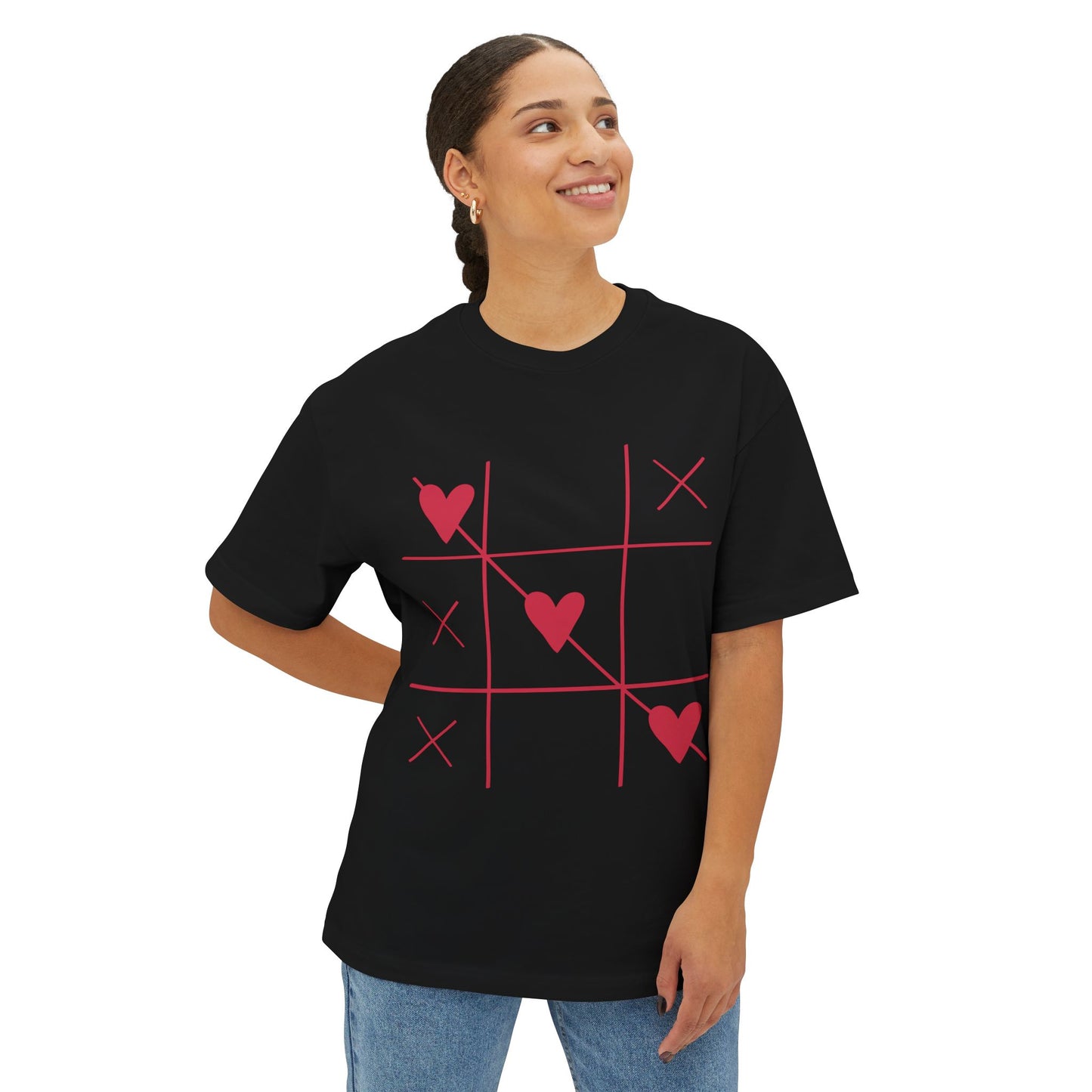 Cute Hearts Oversized Tee - Unisex Graphical Tee for Casual Style