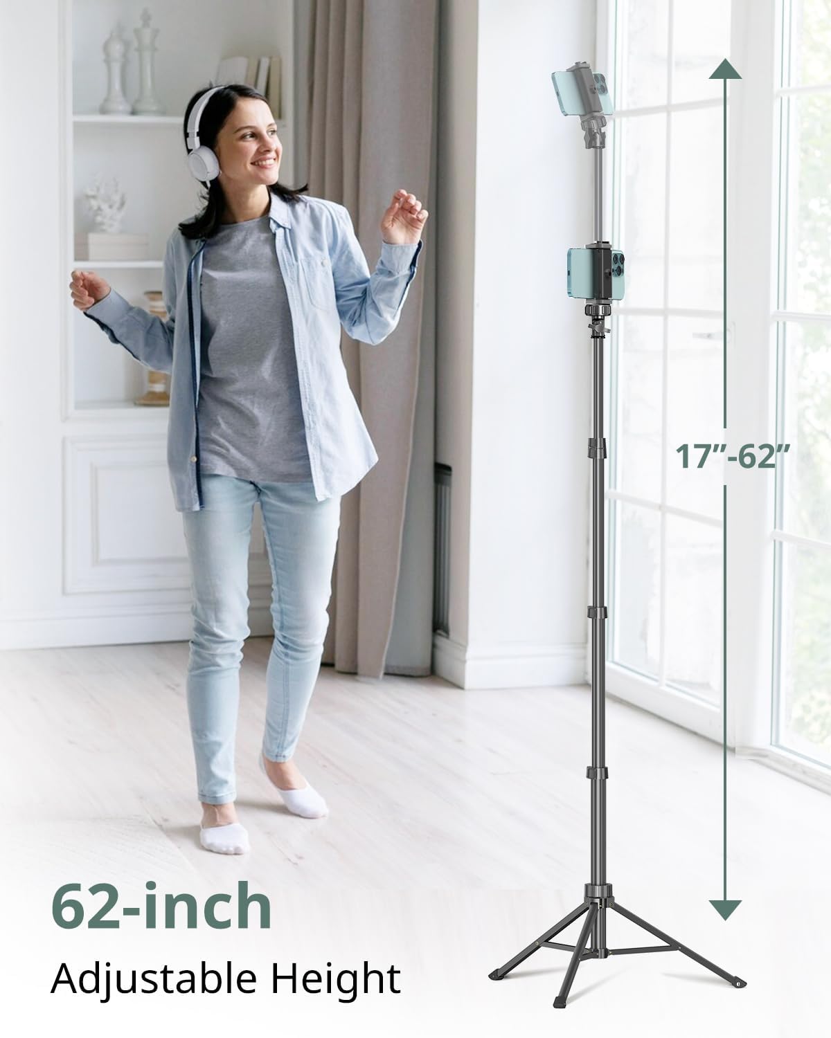 SENSYNE 62" Phone Tripod & Selfie Stick with Wireless Remote