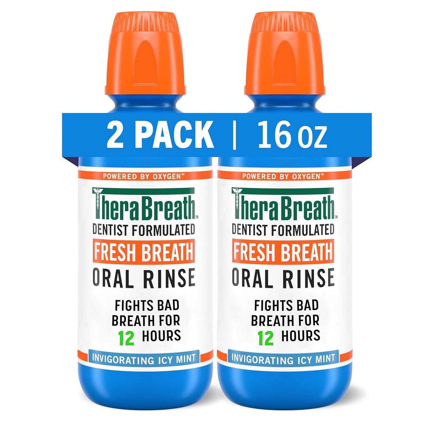 TheraBreath Fresh Breath Mouthwash Icy Mint Flavor 16 Fl Oz (Pack of 2)